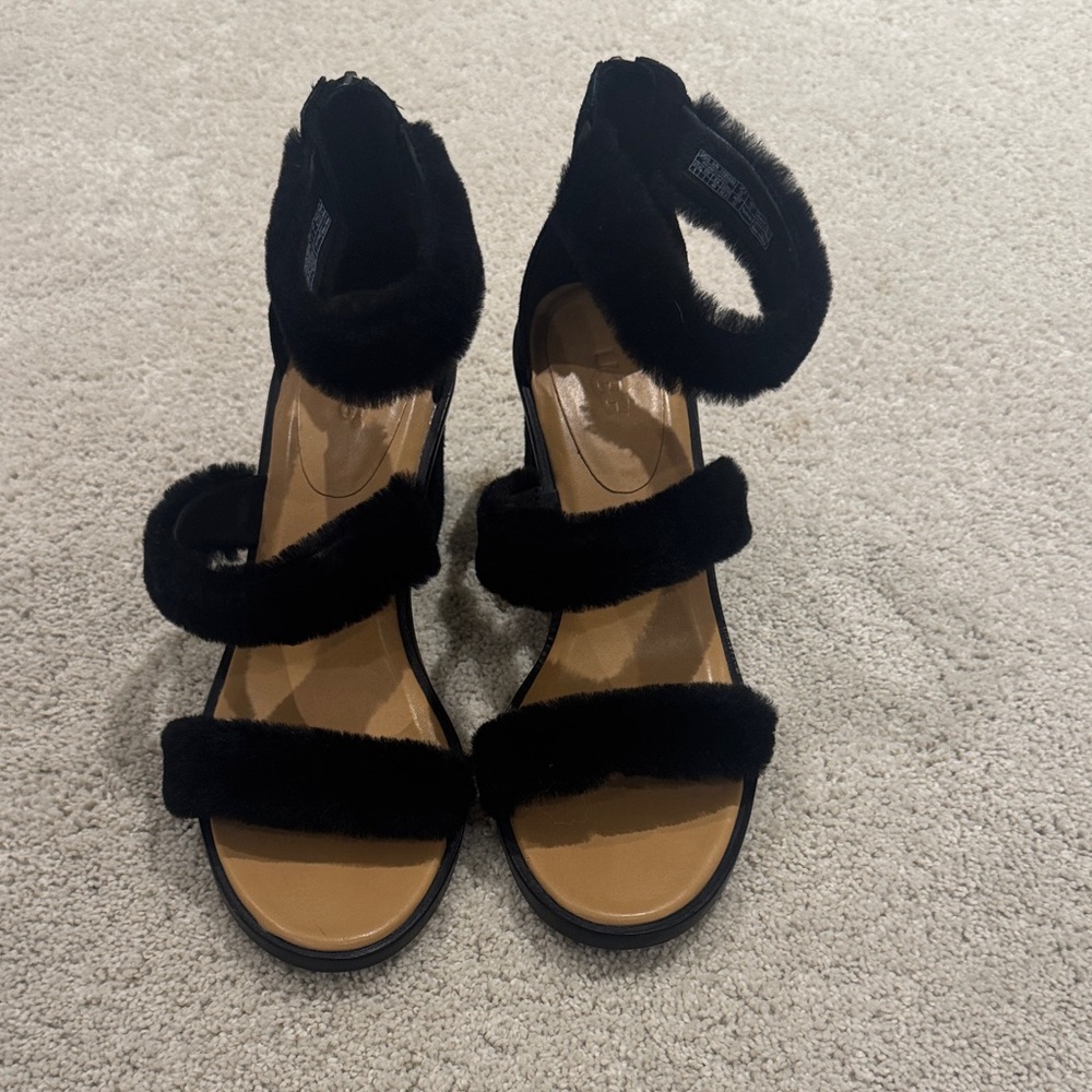 UGG Black Fur Strap Heels